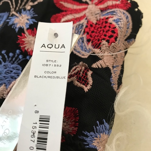 AQUA FLORAL EMBROIDERY SCALLOPED TRIM CASUAL DRESS - Picture 5 of 8